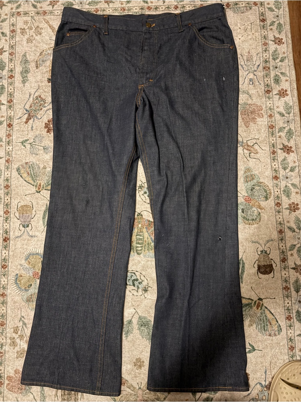VTG 70s Lee Riders Dark Wash Indigo Flare Jeans Talon 42 Size 37